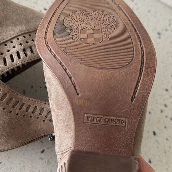 Vince Camuto Fileana French Taupe Suede Leather Split Shaft Ankle Booties Size 6 - Picture 11 of 11